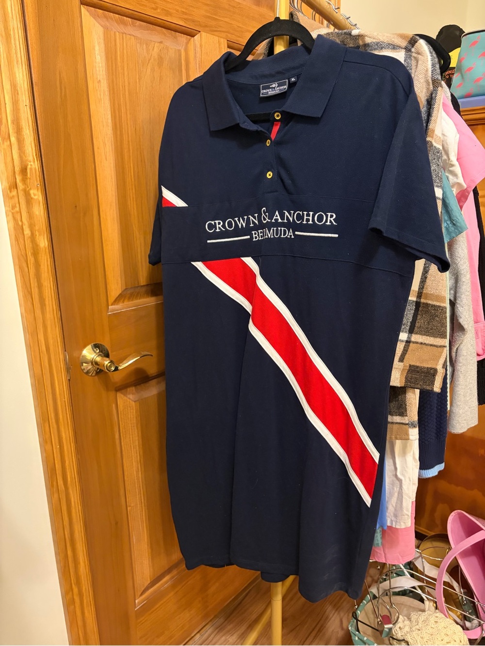 Crown & Anchor Navy Polo Dress with Red and White Stripe -